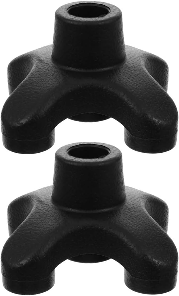 Abaodam 2pcs Black Rubber Quad Base Replacement Cane Tips Self Standing 4 Prong Walking Stick Feet Nonslip Soft Rubber Covers for Elderly Adjustable Canes