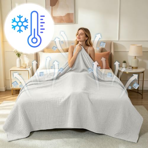 Manta ligera de verano antideslizante que no se cae de la cama algodón suave adultos 5