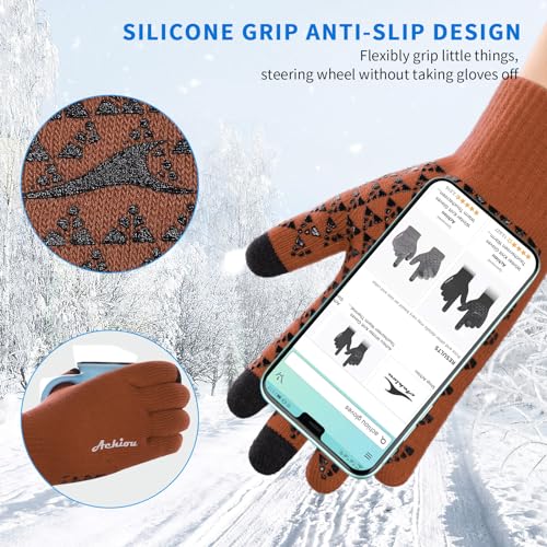 Image of Achiou Winter Gloves, Glove for Men Women, Upgraded Touch Screen Texting Warm Running with Thermal Soft Knit Lining