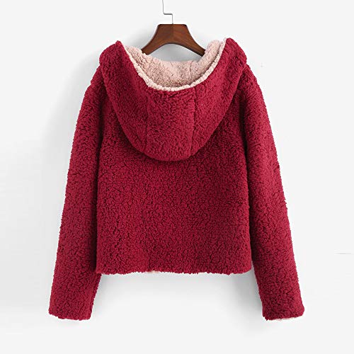 ZAFUL Women's Reversible Open Front Coat Lamb Wool Hooded Cardigan Jacket Teddy Coats3