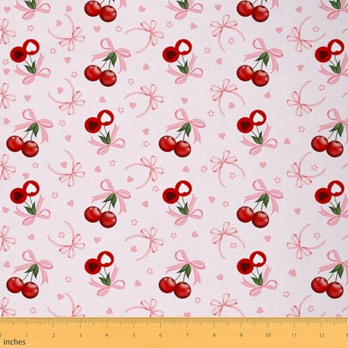 Feelyou Pink Bow Fabric by The Yard Cute Bowknot Upholstery Fabric Girls Bow Waterproof Indoor Outdoor Decor for DIY Sewing Craft Projects Dreamy Princess Style 1 Yard Kawaii