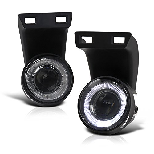 Vipmotoz [For 1994-2001 Compatible With Dodge Ram 1500 2500 3500] Halo Ring Projector Front Fog Light Lamp - Metallic Chrome Housing, Smoke Lens, Driver And Passenger Side #TOP10