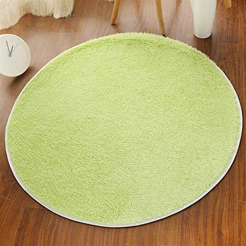Insun Alfombra Shaggy Redondo Alfombra de Monocromática Decoración Interior Lavable Antideslizante para Sala de Estar y Dormitorio Verde 100cm Diámetro