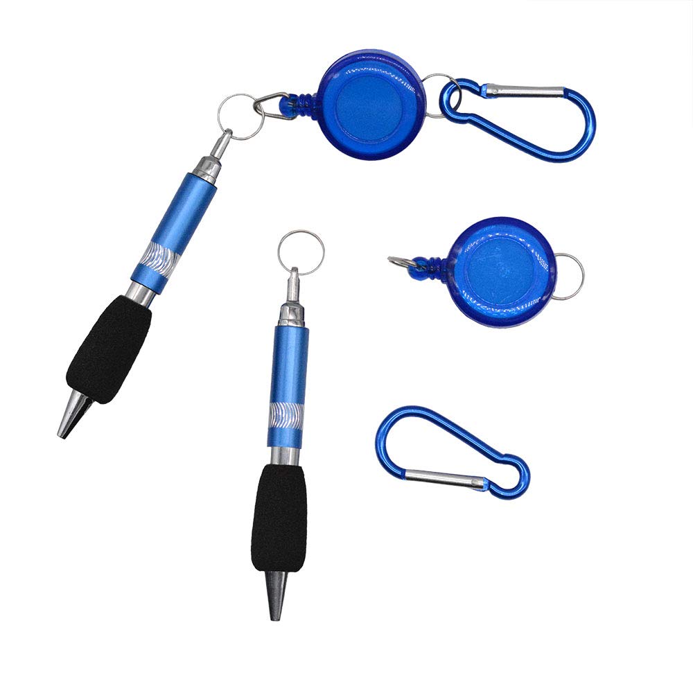 whatUneed 3-in-1 Handy Retractable Badge Reel Pen Belt Clip Keychain Carabinerm With Retractable Pen (Set of 6) - Image 2