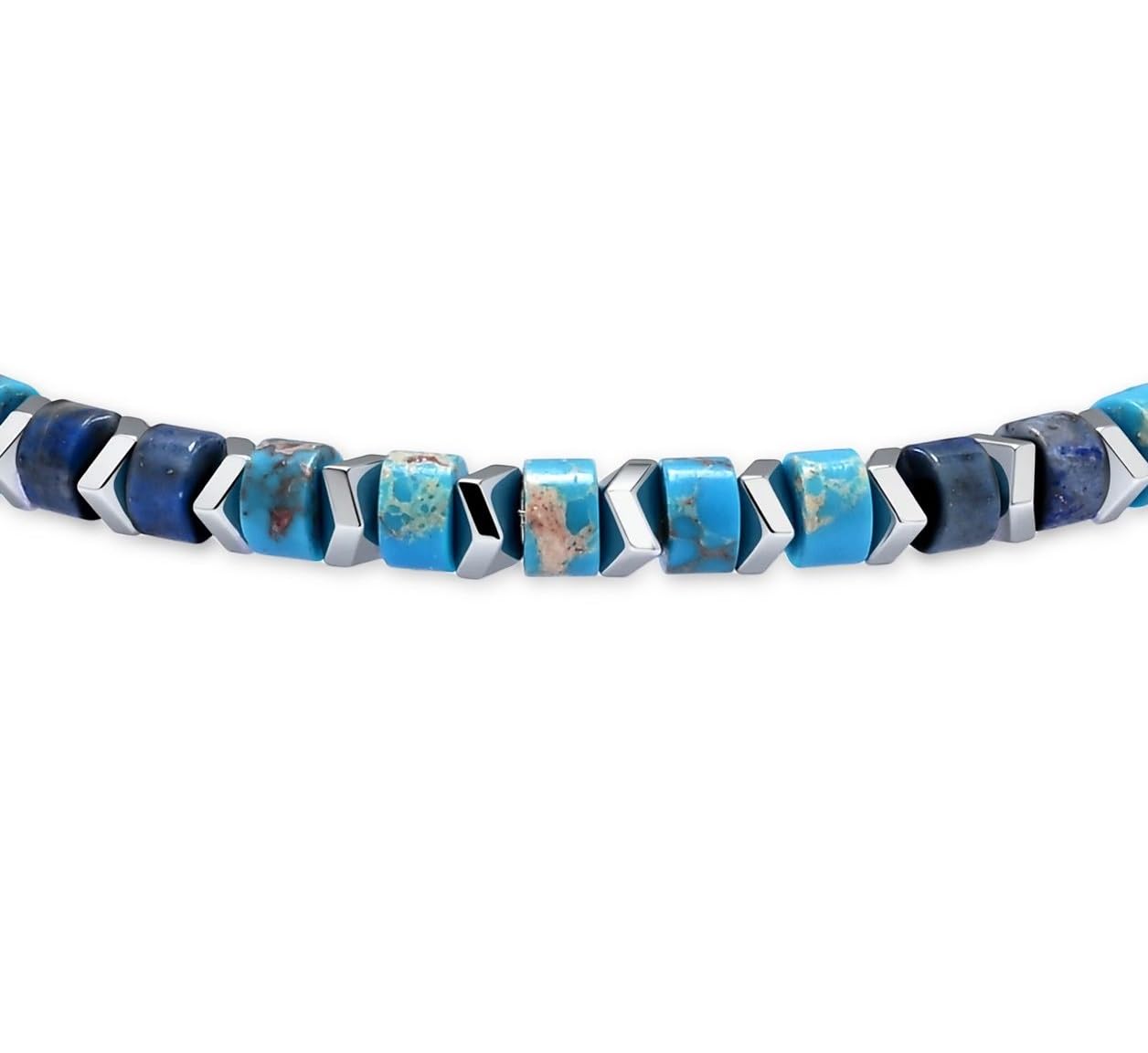 Dada Gioielli - Bracciale Uomo Donna con Pietre Naturali Multicolor e Acciaio Inossidabile, Design Moderno Elegante, Regolabile, Idea Regalo