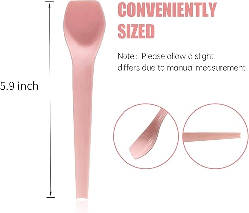 Miniatura 2 de Cuchara desechable para helado, cuchara de gelato de plástico para postre, punta frontal cuadrada, cucharas rosas 2 paquetes, rosa