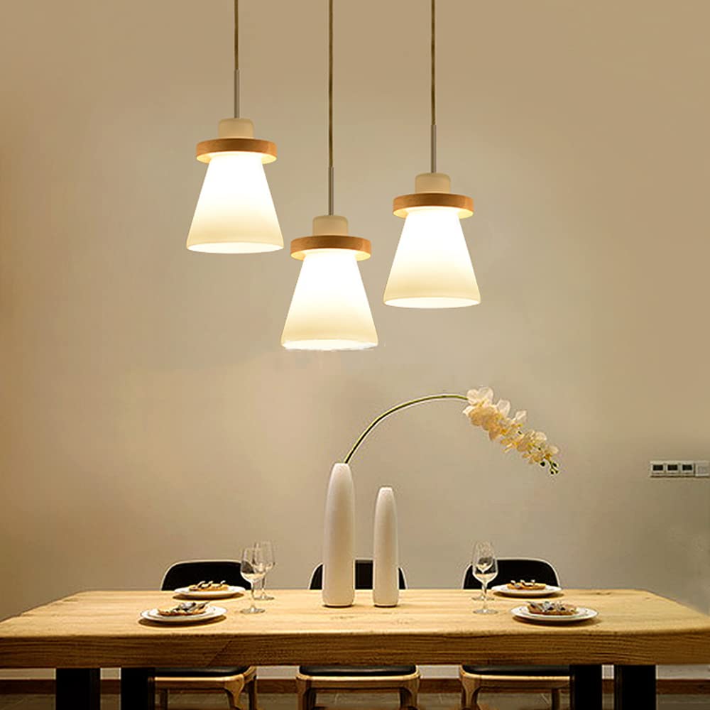 Nowoczesne szklane lampy wiszące, drewniany uchwyt na lampę, oświetlenie wiszące, z wysokiej jakości drewnianą lampą sufitową do jadalni, kawiarni, oprawy oświetleniowe, kropla 1 żyrandol