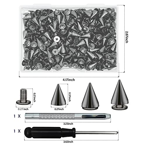 200 Sets 9.5Mm Cone Spikes Metal Tree Spikes Screwback Studs For Diy Leathercraft Decoration Punk Rock Style Clothing Accessories (Gun Metal) #TOP1