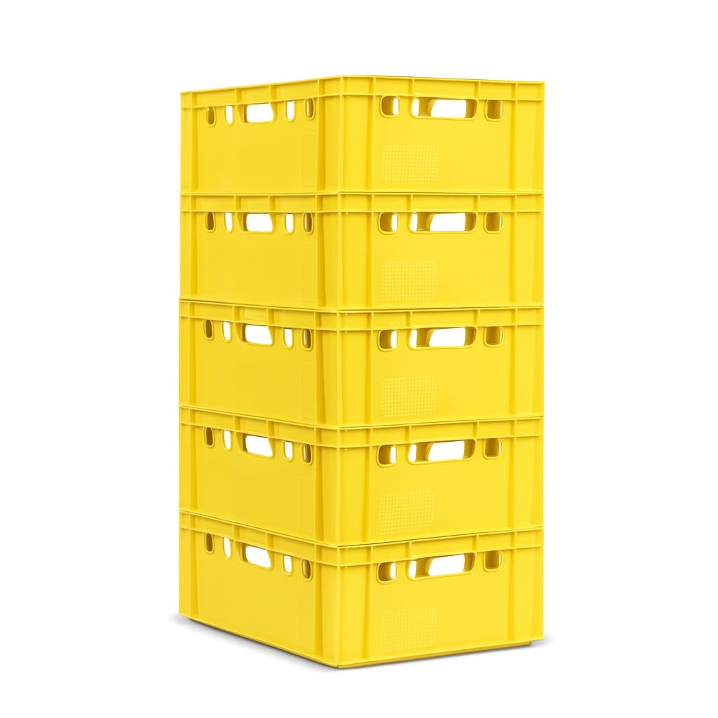 gardivo Eurobox - Caja para carniceros (5 unidades, 60 x 40 x 20 cm, apilable), color amarillo