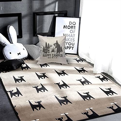 Yibeas Happy Camper Pillow Cover 20X20 Inch Be Wild Bear With Lantern, Campfire Throw Pillow Cover Cotton Linen Cushion Cover For Home Decor #TOP1