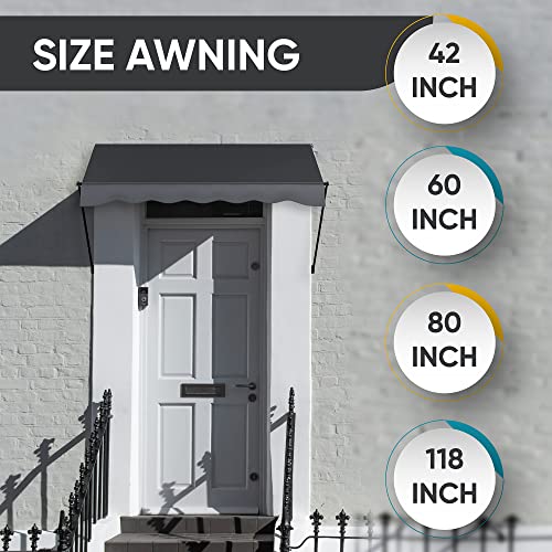 STEELAID Manual Retractable Door Cover| 42” Screw-in Outdoor Awning| Adjustable Pergola Sun Shade w/UV Protection| 100% Polyester Waterproof Outdoor Canopy for Windows & Doors by STEELAID - Used condition - Image 5