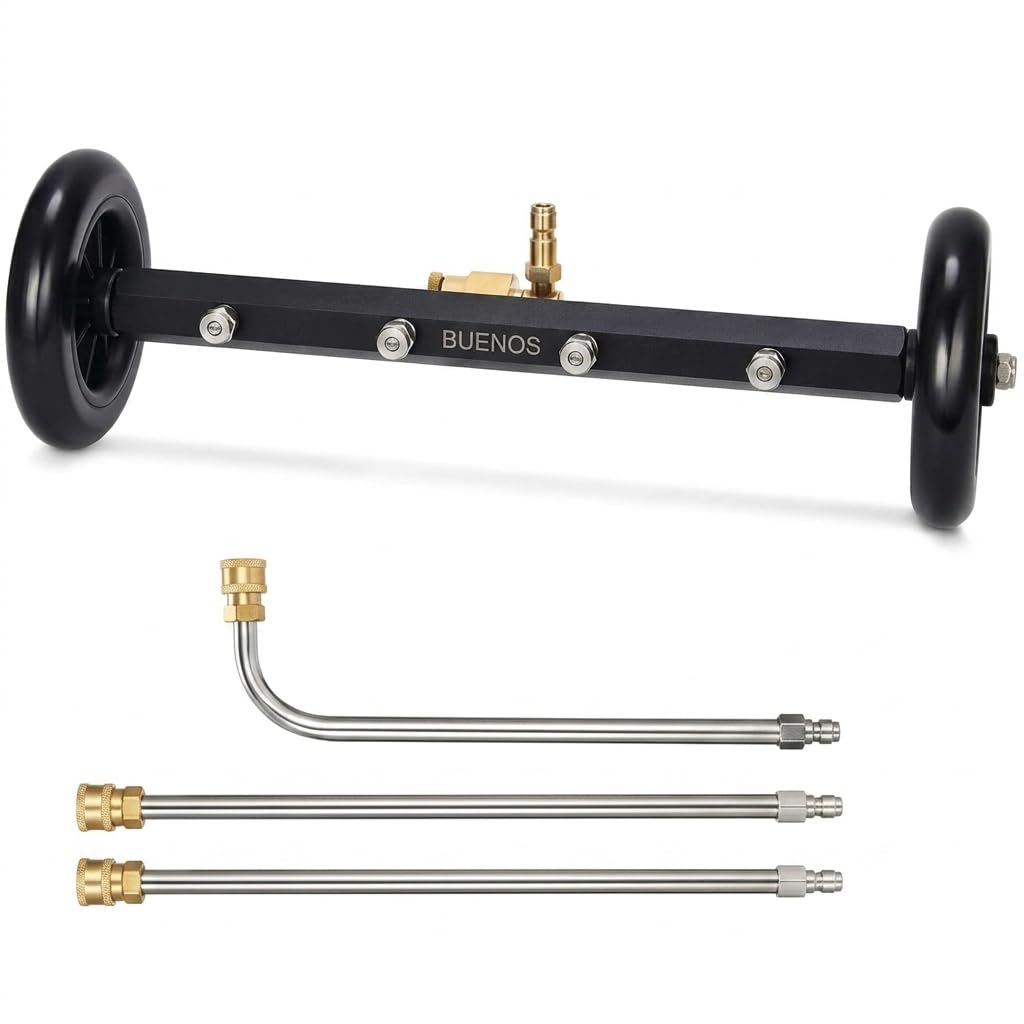 BUENOS- Dual-Function Undercarriage Cleaner, Surface Cleaner for Pressure Washer, 16 Inch, Underbody Car Wash Water Broom with 3 Pieces Extension Wand, 4000 PSI-image-36