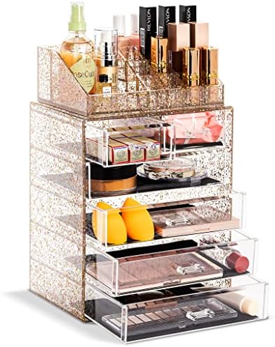 Sorbus Acrylic Cosmetics Makeup and Jewelry Storage Case Display Set (Set Style 1)