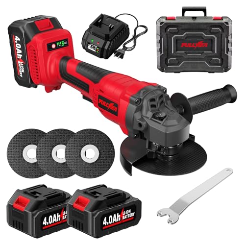 Cordless Angle Grinder 4-1/2 inch, 10000 RPM Brushless Angle Grinder Tool, 3 Speed Adjustment, Power Angle Grinders with 2*4.0Ah Batteries & Charger, Electric Metal Grinder Kit for Cutting, Grinding