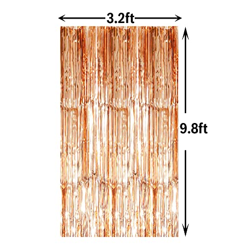 Image of GOER 3.2 ft x 9.8 ft Metallic Tinsel Foil Fringe Curtains for Party Photo Backdrop Wedding Decor (3 Packs,Champagne Gold)