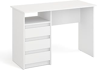 KOMTO Schreibtisch mit Schubladen - Bürotisch Computertisch Klein Arbeitstisch Büro PC-Tisch Kinderschreibtisch mit Stauraum | Moderner Schreibtisch Weiß | Oslo 110 x 50 x 74 cm