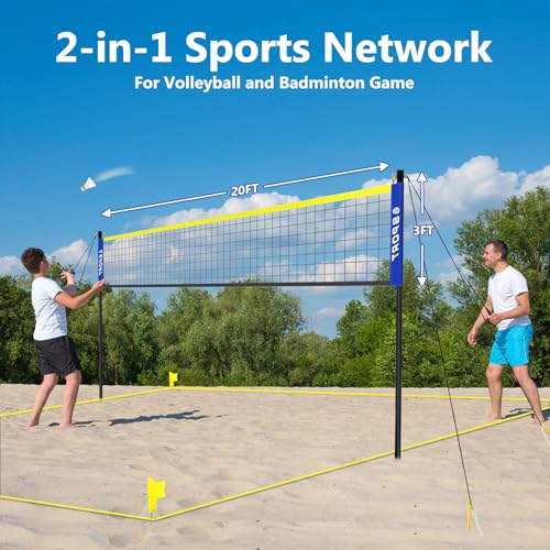 Furypiont Beach Volleyball Net System with 4 Sand Anchors.Easy Setup Adjustable Height Poles with 2 Volleyball Ball,Pump,Boundary Line，Carry Bag.Portable Volleyball Net for Backyard,Grass and Lawn by Furypiont - Image 5