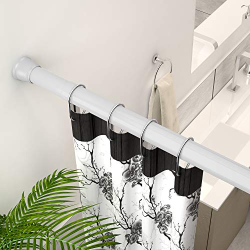 Image of Story@Home- Shower Curtain Rod 100-160 CM, Adjustable Curtain Rod, Tension Spring Installation(No Tools Needed), Sturdy & Rust-Proof Curtain Rod, White |Set of 2| No Drilling for Wall