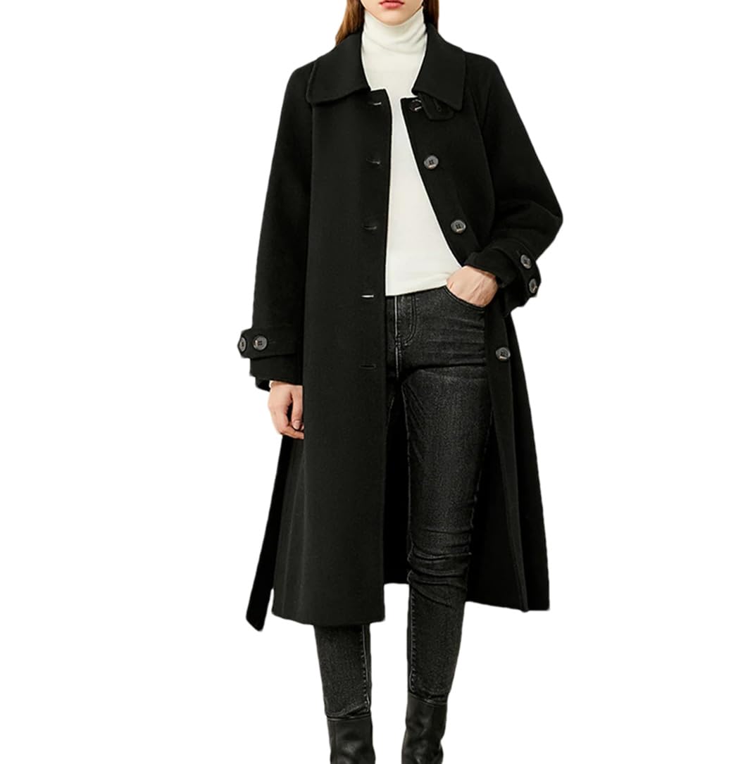 Dndrdhfb Womens Thin Trench Coat Solid Color Single Breasted Coat Long Jacket