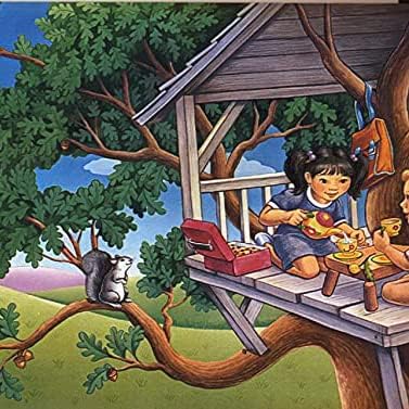 CONCORD WALLCOVERINGS  Papel tapiz infantil con borde para niños, casas de árboles, perros para sala de juegos, dormitorio, verde, azul, blanco,