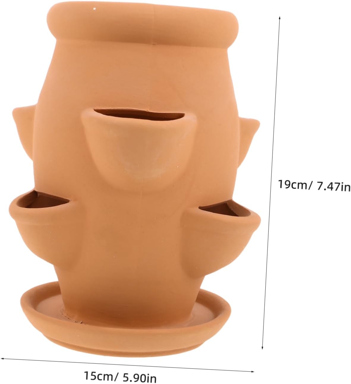 Ceramic Strawberry Tower Planter for Succulents and Herbs Lightweight Multi-Opening Flower Pot for Indoor Gardening Decorative Container 6 Pockets