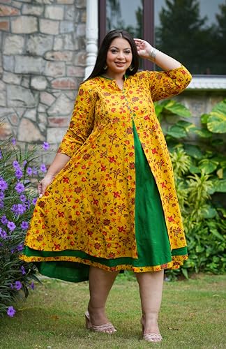 Image of Yash Gallery Women Cotton Regular Fit Stretchable Maternity Wear Floral Printed Anarkali Maxi Dress