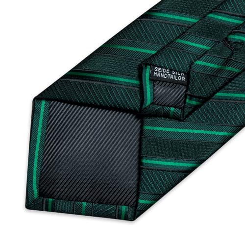Image of DiBanGu Mens Tie Silk Plaid Striped Necktie and Pocket Square Cufflinks Tie Clip Set with Gift Box Formal Wedding Party