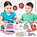 Sotodik Cash Register Pretend Play Supermarket Shop Toys with Calculator ,Working Scanner,Credit Card ,Play Food ,Money and More(Color May Random)