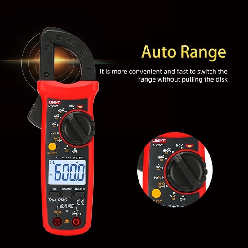 Image of UNI-T Uni-Trend Multimeter clamp Meter UT201R /UT202R /UT203R /UT204R /UT202F AC /DC 400 /600A Digital Ammeter clamp Meter DC AC for Measuring Ammeter Voltmeter Ohm Tester(UT202R)