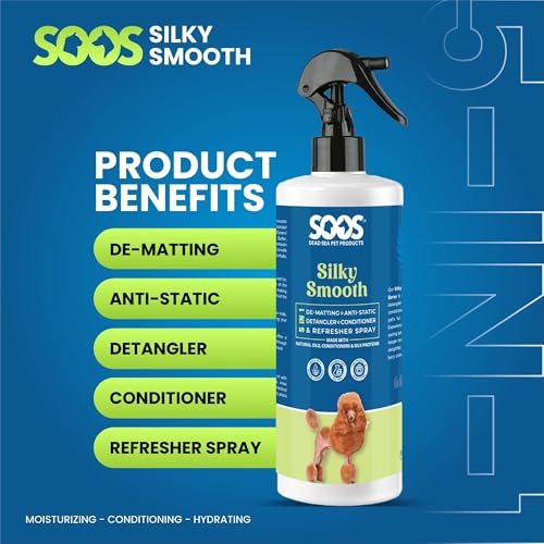 Image of Soos Pet Silky Smooth 5-in-1 Leave-On Conditioning Spray for Dog & Cat | Moisturizing, Anti-Itch, Softens Coat, Natural Ingredients | Pet Grooming Essentials - 500ml