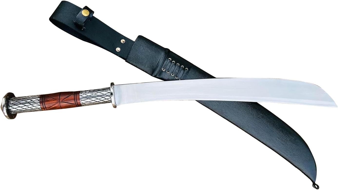 20" Blade Thai Machete Hand Forged Sword with Rosewood Steel Handle - 5160 High Carbon Steel - Beautifully Balanced - Amazingly Versatile - Excellent Brush Cutter - Fully Sharpened - Ready to Use