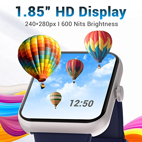 Image of Maxima New Samurai Smartwatch 1.85 inch, 1st Time Call Accept Feature, Hindi Language Support, 600Nits Brightness, Longer Battery, in-App GPS,100+ Watch Faces, Multisport Modes,HR /SpO2 (Silver Blue)