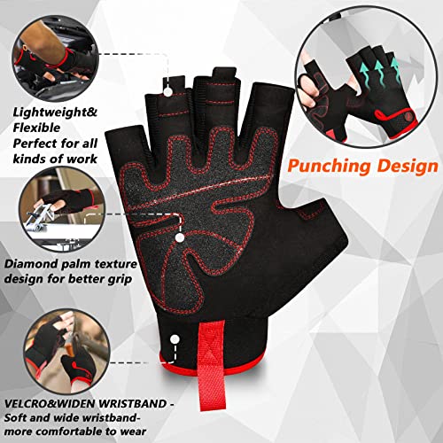 MOREOK-Work-Gloves-Half-Finger-Gardening-Gloves-for-MenWomen-Strengthen-Palm-Protection-Protective-Utility-Gloves