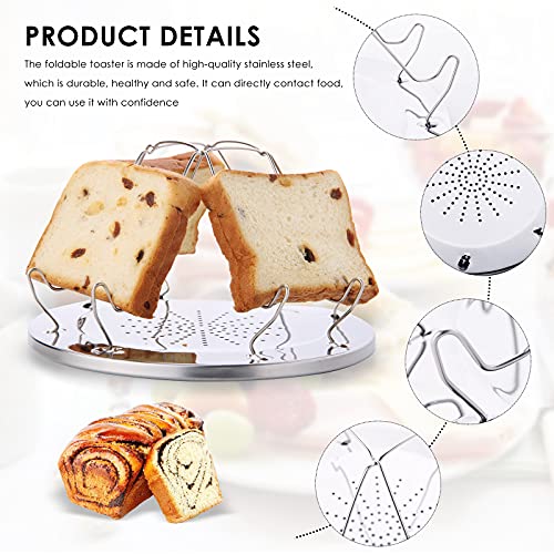 SEIYOGDS Toaster aus Edelstahl für 4 Schreiben Brot, Toastablett Toastregal Camping Toaster mit faltbarem Ständer, Ständer Tragbarer Faltbar Toastständer für Familien Outdoor Gasherd Kocher Picknick - Image 3