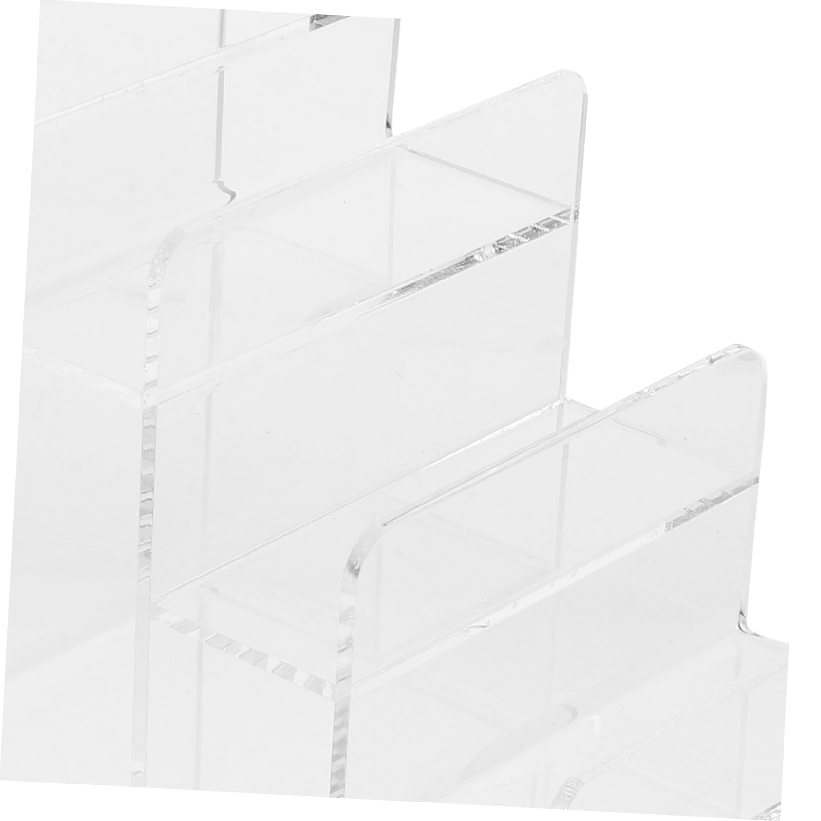 Transparenter 5-stufigen Acryl Displayständer mit 3,5cm Abstand als Desktop Organizer zur Präsentation von Geldbörsen im Geschäft und Garderobenbereich