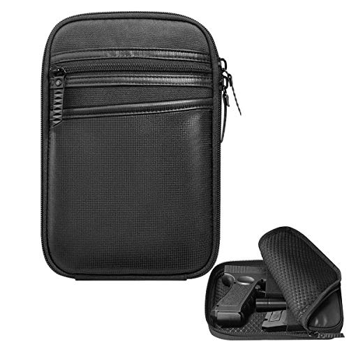 Tactical Concealed Pistol Pouch Carry Bag Portable Handgun Holster Military Gun Pouch Soft Protection Case Hunting Gun Accessories (Black)