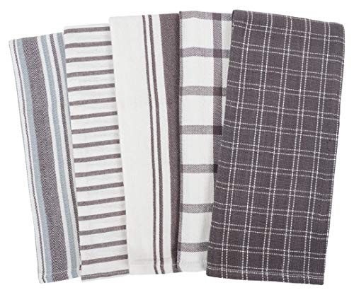 Kaf Home Assorted Flat Kitchen Towels | Set Of 10 Dish Towels, 100% Cotton - 18 X 28 Inches | Ultra Absorbent Soft Kitchen Tea Towels | Perfect For Cooking, Cleaning, And Drying Hands (Gray) #TOP1