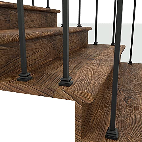 Aotree- Iron Baluster Shoes - Flat Shoe With Screw - For Use With 1/2" Square Balusters - Set Of 10 (Satin Black) #TOP3