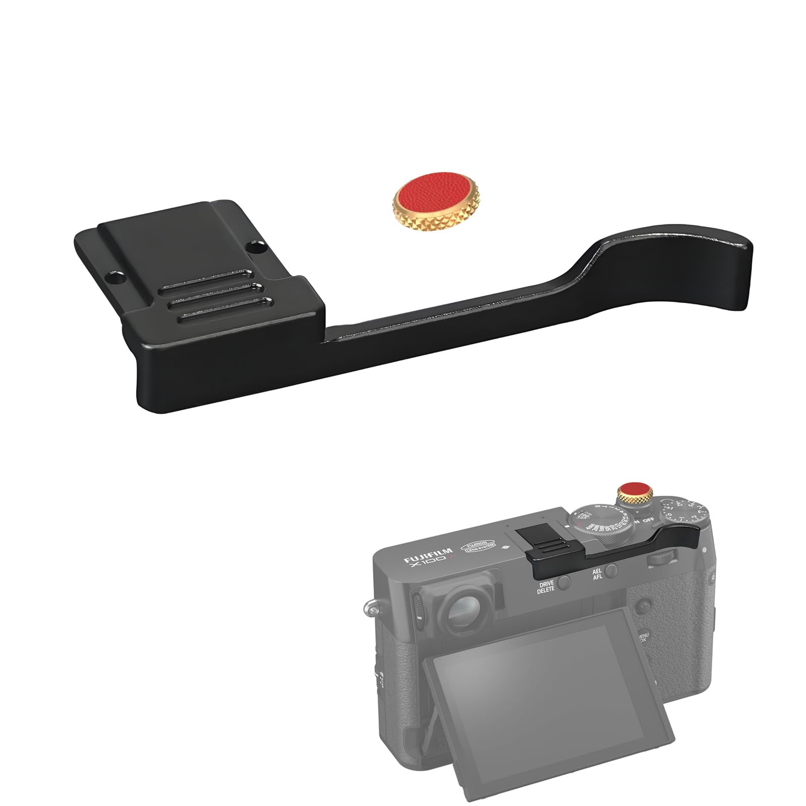 X100VI /X100V Metal Thumb Up Grip for Fuji Fujifilm X100VI X100V X100FCamera Hot Shoe Thumb Hand Grip Accessories (Black)