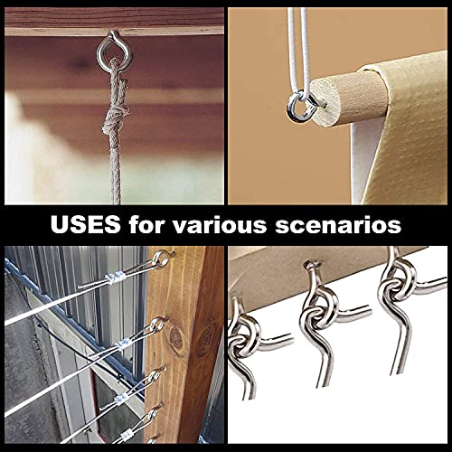 Image of Q1 Beads Metal 150 Pcs. Combo B Hook Eye Hook Screws, Screw in Eye Hooks for Wood, Securing Cables Wires, Self Tapping Eyelet Screw Eye Bolts for Indoor & Outdoor Use (0.5 inch, 1 inch)