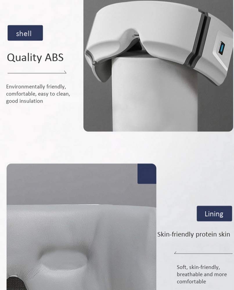 Masajeador de ojos con calor, vibración, presión de aire Bluetooth inalámbrico Música de la música recargable para el alivio de la fatiga ocular Dark Circles Ojos secos Ojos de la migraña Mejor