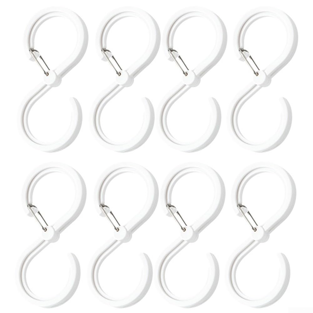 Set of 8 Clear S-Hooks Made from PP Material for Secure Hanging in Household Storage and Utility Areas (Large White)