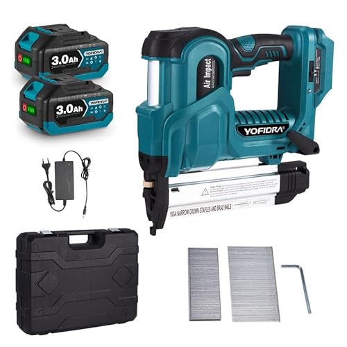 Yofidra Cordless Nail Gun - 2-in-1 Stapler & Nailer with 200 Nails & 200 Staples, 2x3.0Ah Batteries, LED Light, 2 Modes Electric Stapler Ideal for Furniture Assembly and DIY Woodworking 1 Yofidra Cordless Nail Gun - 2-in-1 Stapler & Nailer with 200 Nails & 200 Staples, 2x3.0Ah Batteries, LED Light, 2 Modes Electric Stapler Ideal for Furniture Assembly and DIY Woodworking