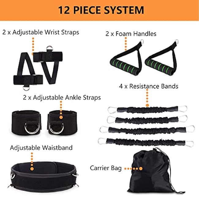 Boxing Resistance Bands MMA Boxing Training Equipment Gear with Handles/Ankle Cuff/Belt for Men,Shadow Boxing Accessories for Kicks Full Body Fitness Exercise Workout to Enhance Power/Speed/Agility