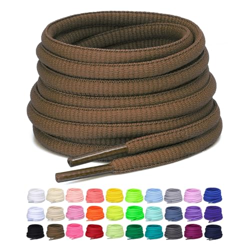 Image of 2 Pairs Oval Athletic Shoelaces 33 Colors 1 /4 inch Half Round Shoe Laces for Sneakers
