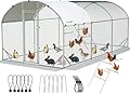 Quictent Essential Series 18x9x6.6ft Metal Chicken Coop Run with Climbing Ladder, Walk-in Outdoor Poultry Cage with PVC Coated Chicken Wire, Hen Duck Rabbit Farm House, Waterproof Anti-UV Cover