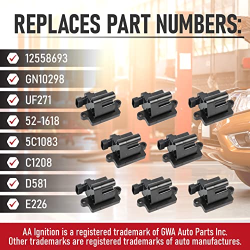 image for AA Ignition Ignition Coil Pack Set of 8 - Replaces 12558693, GN10298, 