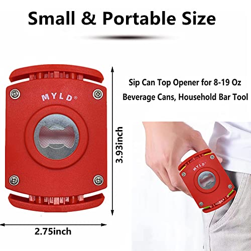 Myld Beer Can Opener, Soda Can Opener, Can Opener Manual, Can Cutter Top Remover, Handheld Safety Manual Can Opener, Pulls The Top Off (Red) (Fine) #TOP1