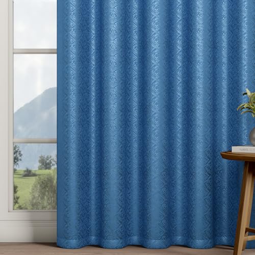 Image of Wakefit Jacquard Room Darkening Curtain | Light Blocking Upto 70% | (9 x 3.9 ft) | Door Curtain | Set of 2 | Reduces Noise | Machine Washable | Smash |Diamond Blue