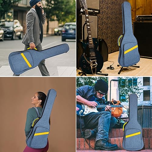 Image of MUZNOTE Electric Guitar Bag, Electric Guitar Case Padded Electric Guitar Gig Bag 0.4 Inch Padding Soft Guitar Case with Neck Strap, Back Hanger Loop, Blue